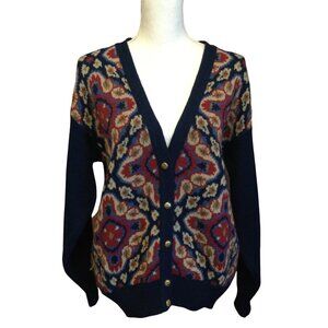 Vintage Southern Lady Cardigan Sweater V Neck Button Front Long Sleeve Size M